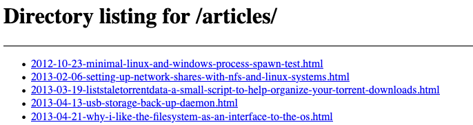 Screenshot of a directory listing